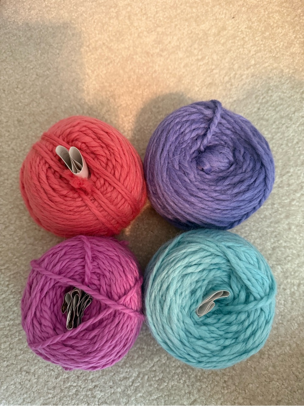 Soft fiber mostly alpaca Yarn  in Coral, Periwinkle, Orchid and Aqua - Unbranded
